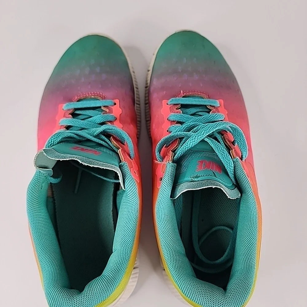 Nike‎ Girls Free Express 5.0 Pink Teal Running Shoes Sneakers Size 6 1866-300